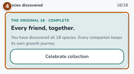 Permanent collection milestone and its Celebrate collection button.