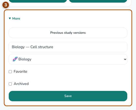 Notebook title and organization controls.