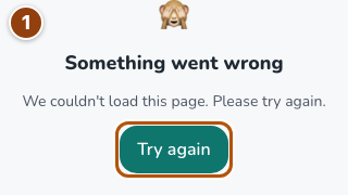 A temporary loading error with the Try again control.